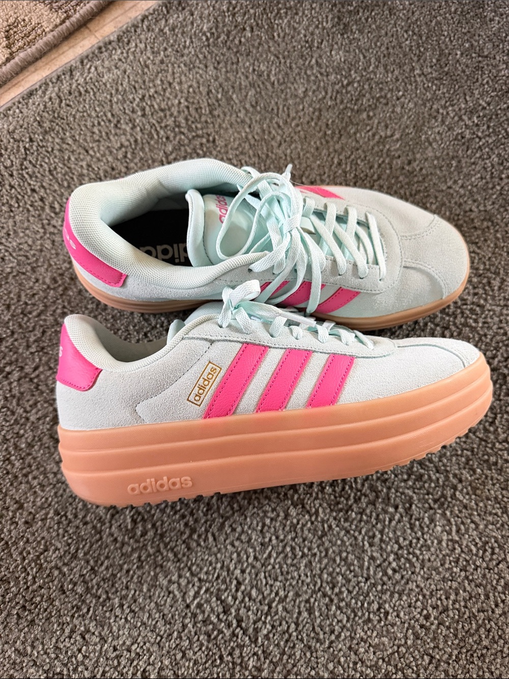 adidas Women’s Platform Sneakers in Mint Green, Hot Pink & Peach